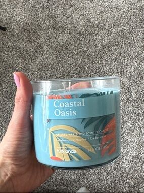 Kirklands Coastal Oasis Turquoise Jar Candle 3 wick